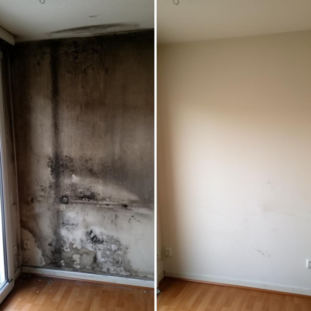 Vorher-Nachher Schimmelentfernung an der Wand
