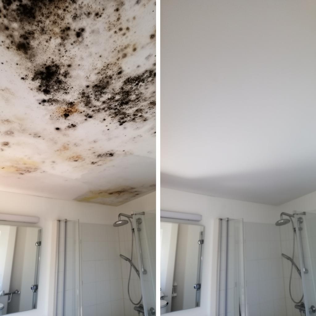 Vorher Nachher Schimmelentfernung Badezimmerdecke