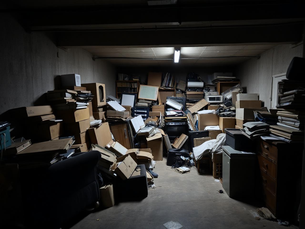 Entrümpelung eines vollgestellten Kellerraums