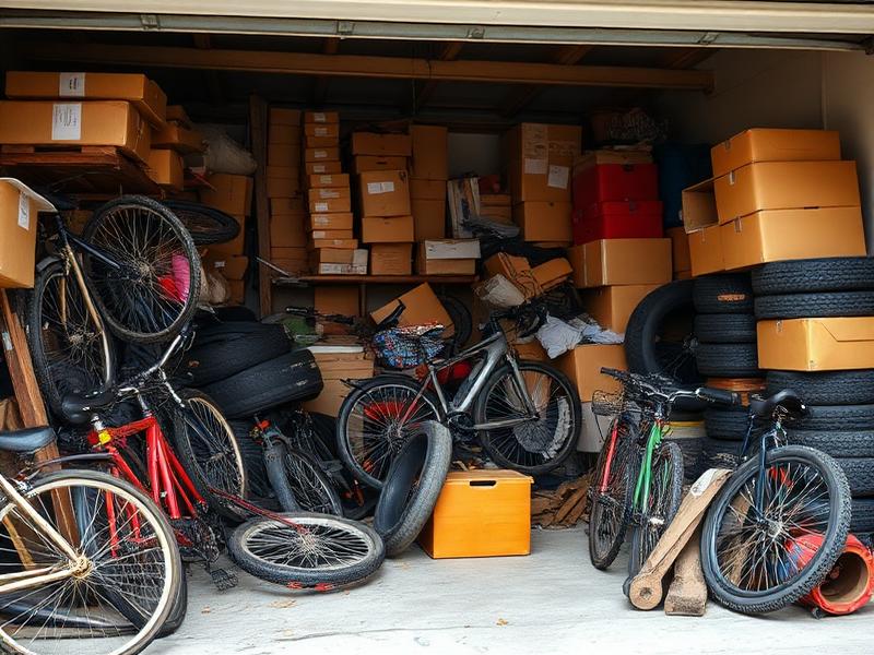 Überladene Garage vor der Entrümpelung