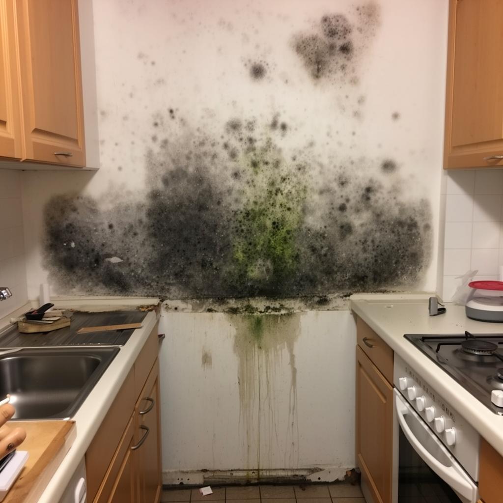 Schimmel hinter Küchenmöbeln
