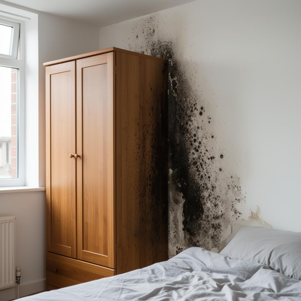 Schimmel hinter Kleiderschrank