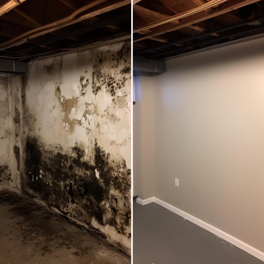 Vorher-Nachher Kellerschimmel