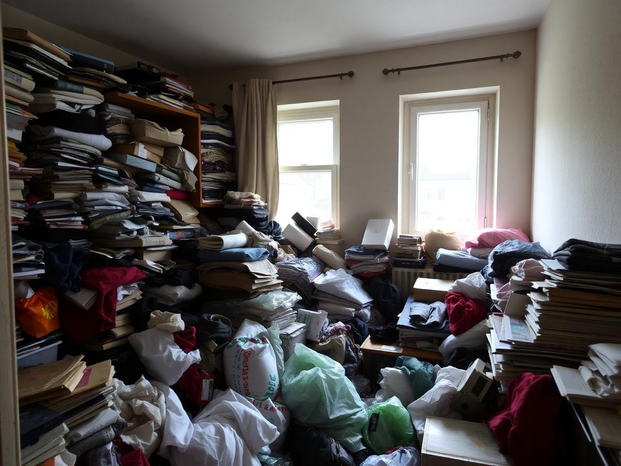 Stark vermüllte Wohnung vor der Räumung