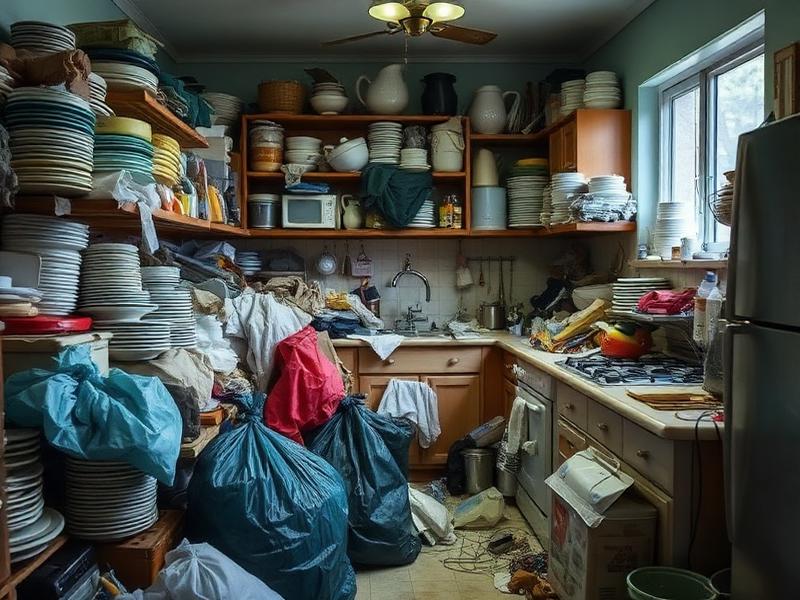 Vermüllte Küche mit hygienischen Problemen