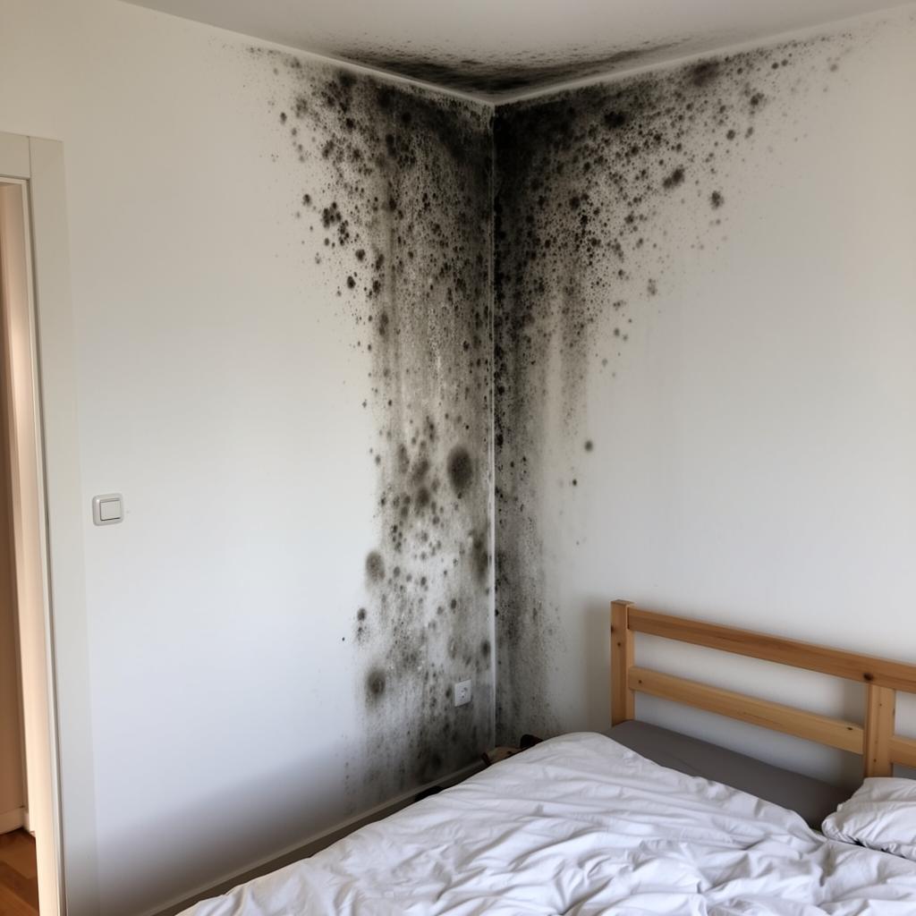 Schimmel an Außenwand im Schlafzimmer