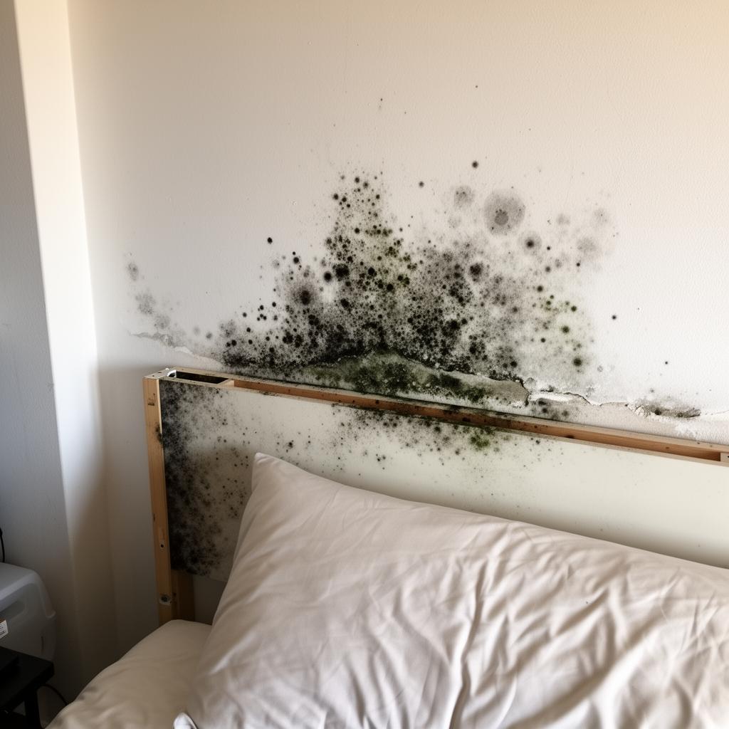 Schimmel hinter dem Bett