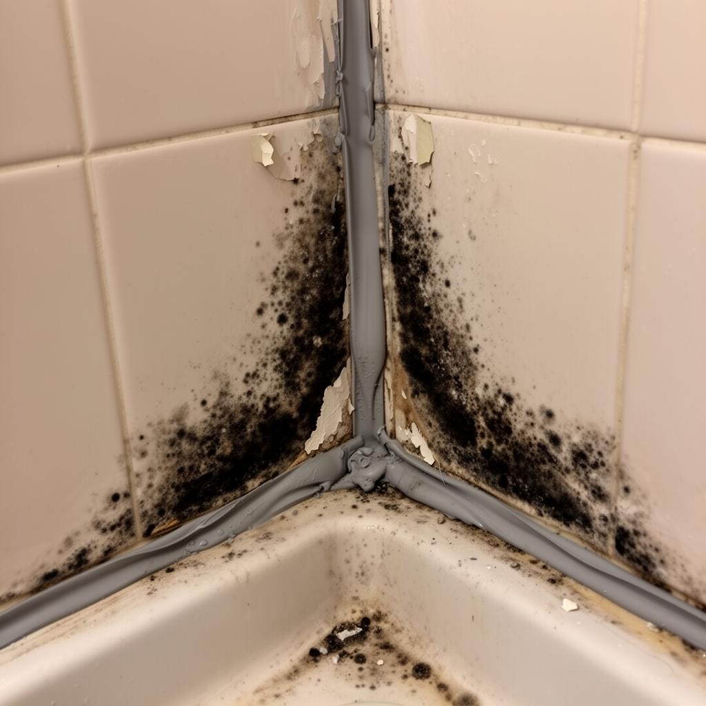 Starker Schimmelbefall an Silikonfugen