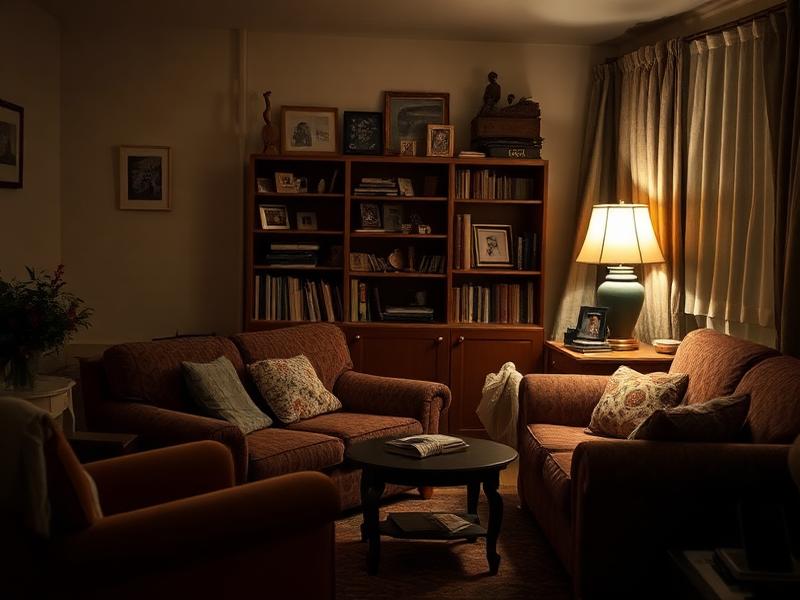 Wohnzimmer eines verstorbenen Angehörigen mit persönlichen Gegenständen