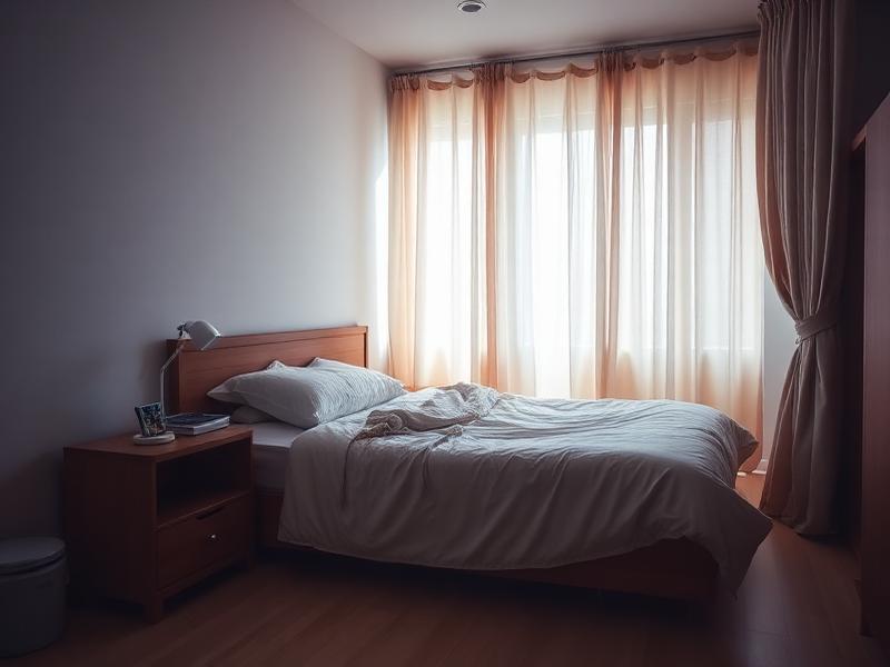 Schlafzimmer einer leerstehenden Wohnung nach Todesfall