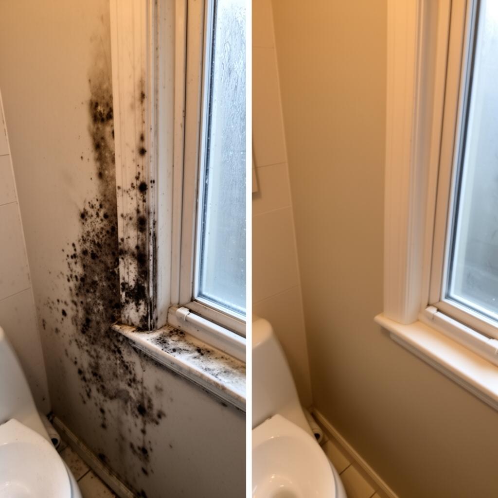 Vorher Nachher Schimmelentfernung Badezimmerfenster